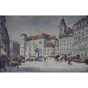 VIENNE Freyung par Hans ENZINGER (1889-1972)