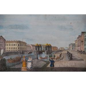 St Petersburg Anitschkoff's Bridge Around 1820