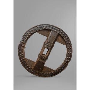 A French/italian Medieval Wooden And Iron Wheel