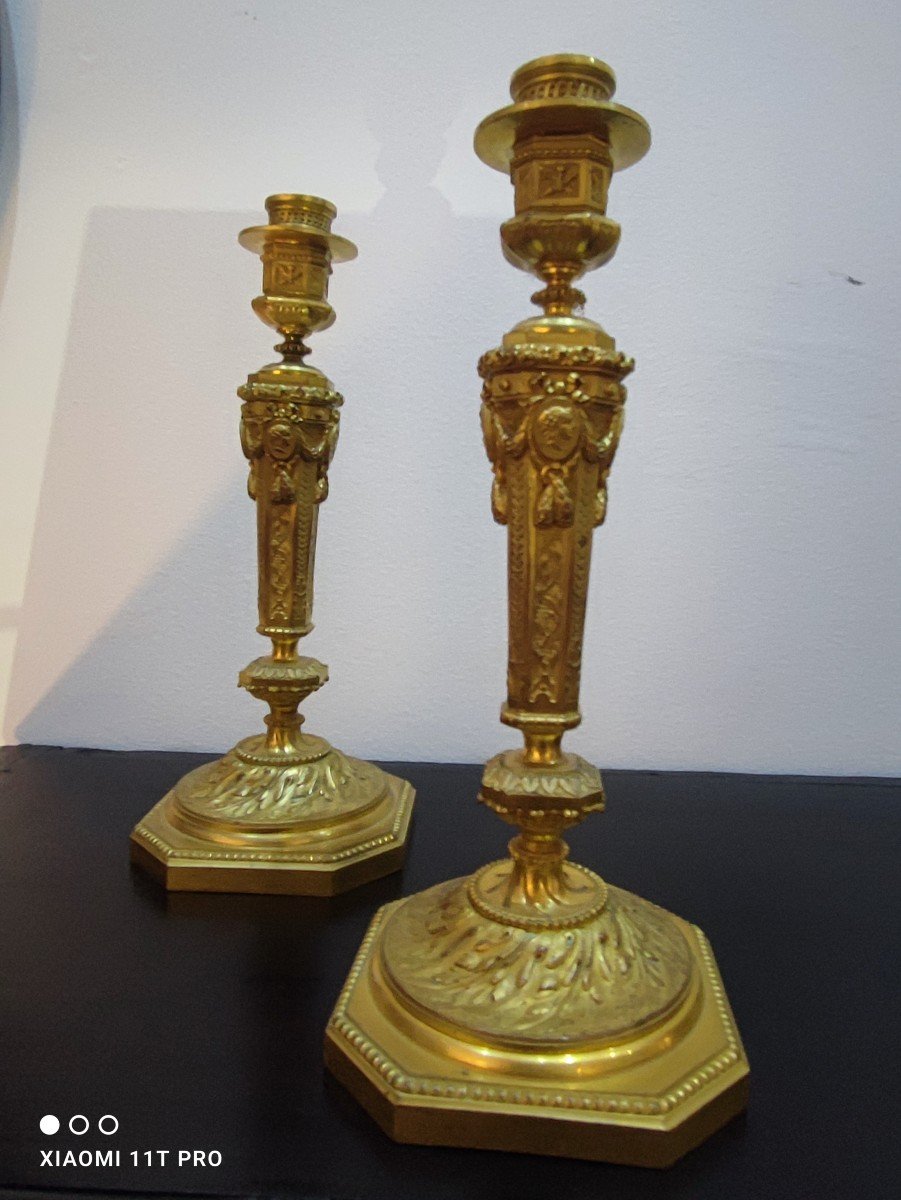 Pair Of Louis 16 Medallion Candlesticks