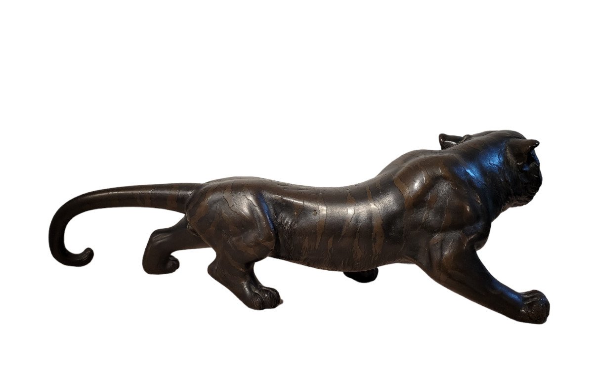 Tigre Rugissant - Okimono - Bronze - Japon-photo-1