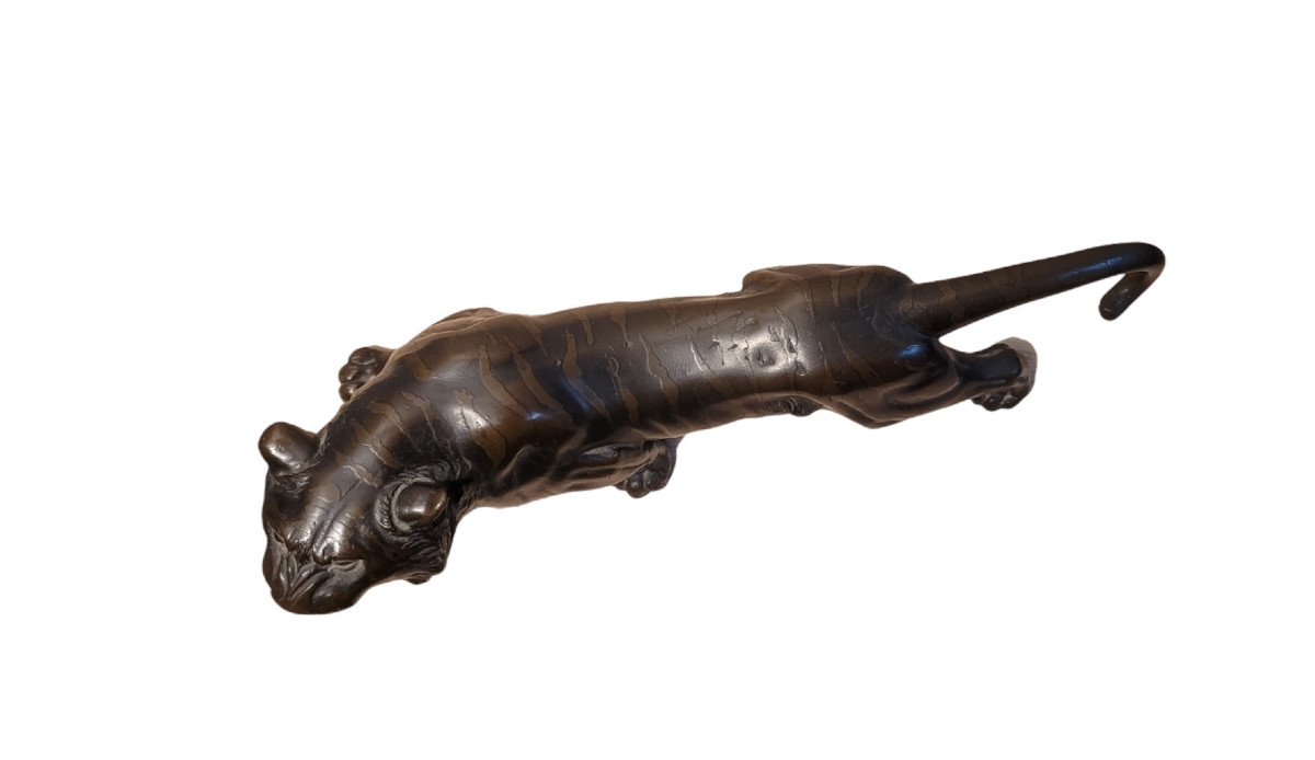 Tigre Rugissant - Okimono - Bronze - Japon-photo-4