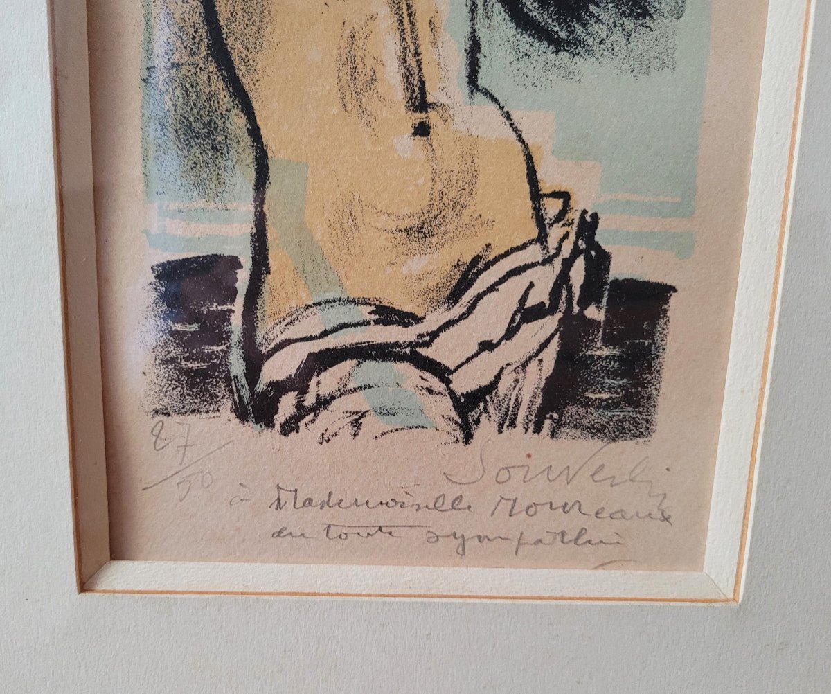 Jean Souverbie (1891-1981) - Nu Féminin - Lithographie - Signée et Dédicacée-photo-3