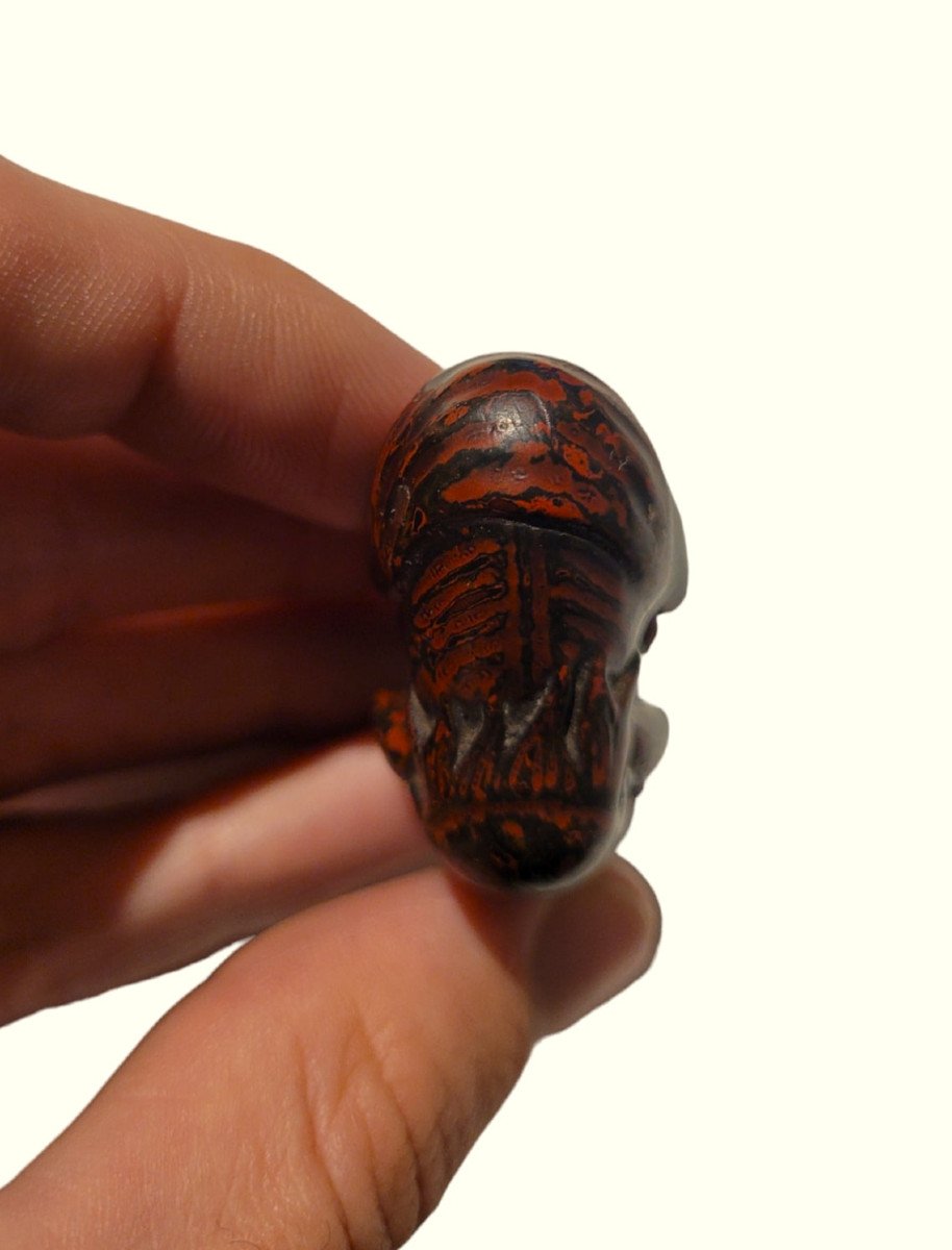 Netsuke - Polynésien Soulevant Un Rocher - Japon - XIXème -photo-3