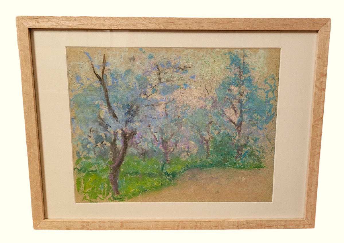 Raymond Thibésart (1874-1968) - Bosquet En Fleur - Pastel - Framed-photo-2