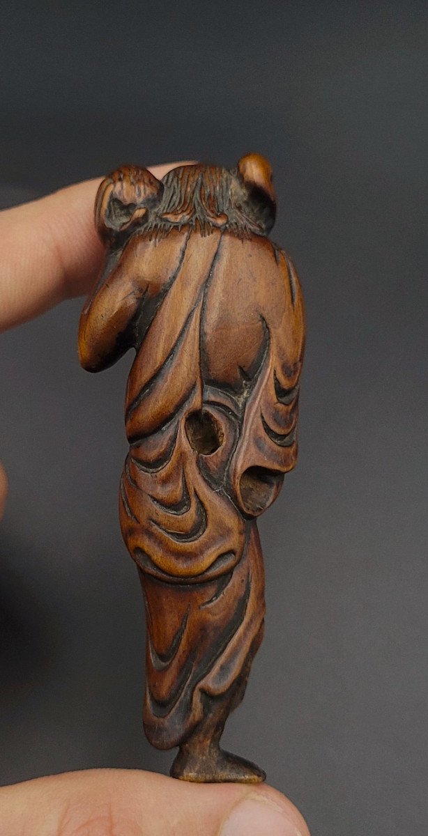 Netsuke - Gama Sennin With Toad - 18th Century - Wood-photo-4