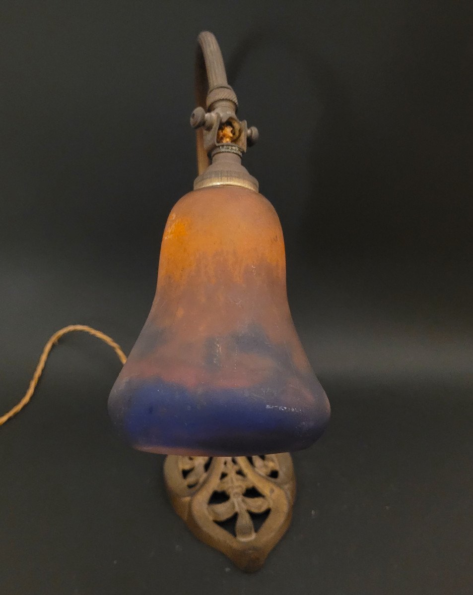 Lampe Art Nouveau - Tulipe En Pâte De Verre Et Bronze Doré - Muller Luneville-photo-2