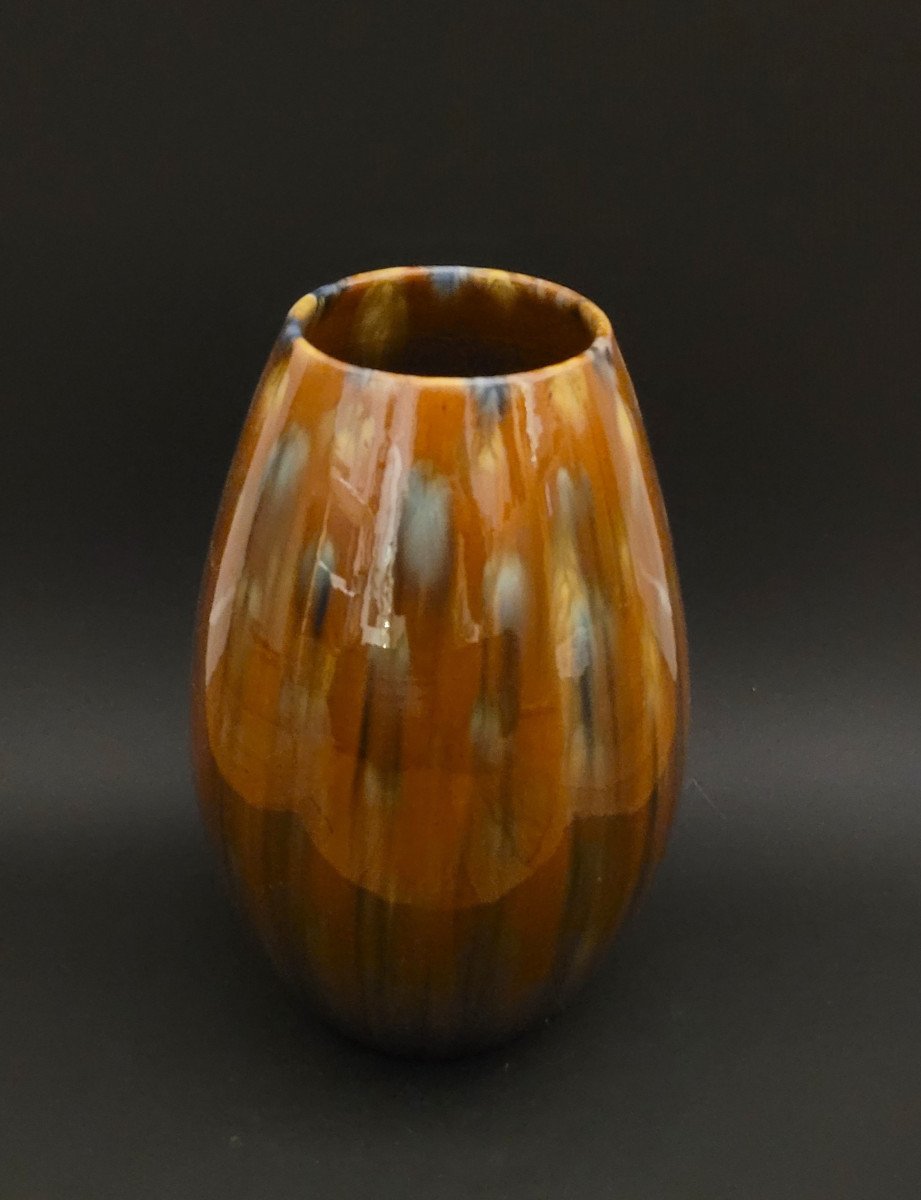 Clément Massier - Vase Oblong - Décor Flammé - Céramique