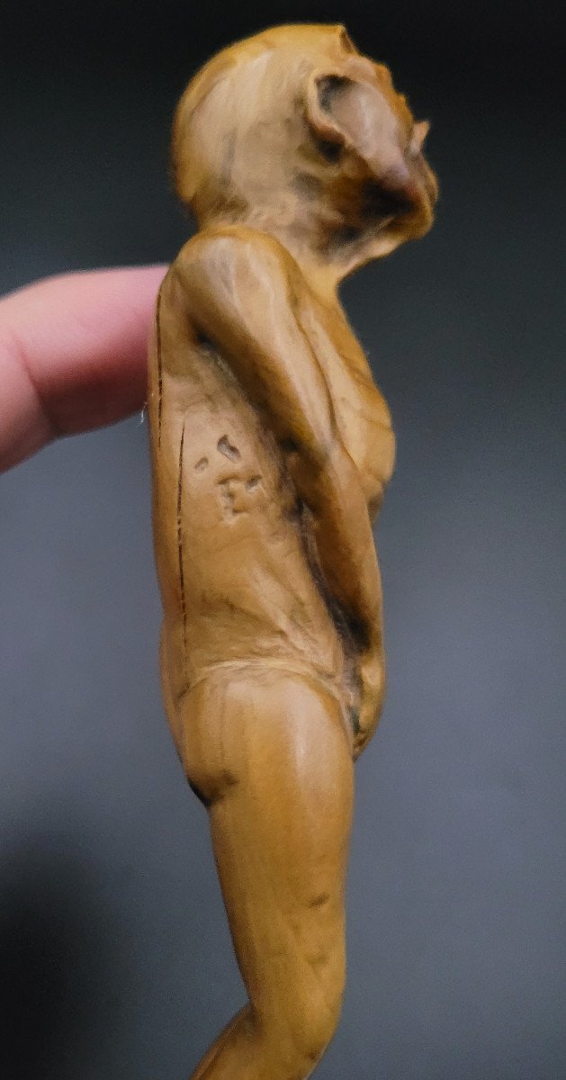 Netsuke - Homme Mourrant - Bois - Japon - Epoque Edo -photo-3