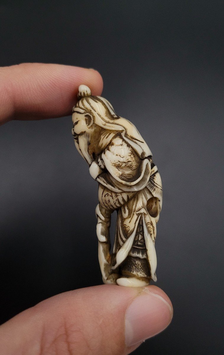 Netsuke - Guan Yu - Masatomo - Ivoiry - Japan -  Edo Period-photo-3