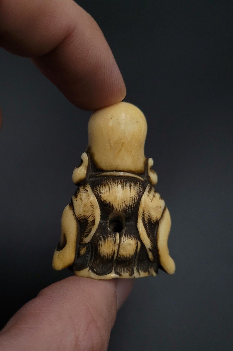 Netsuke - Fukurokuju Au Parchemin - Ivoire - Fin XIXème-photo-3