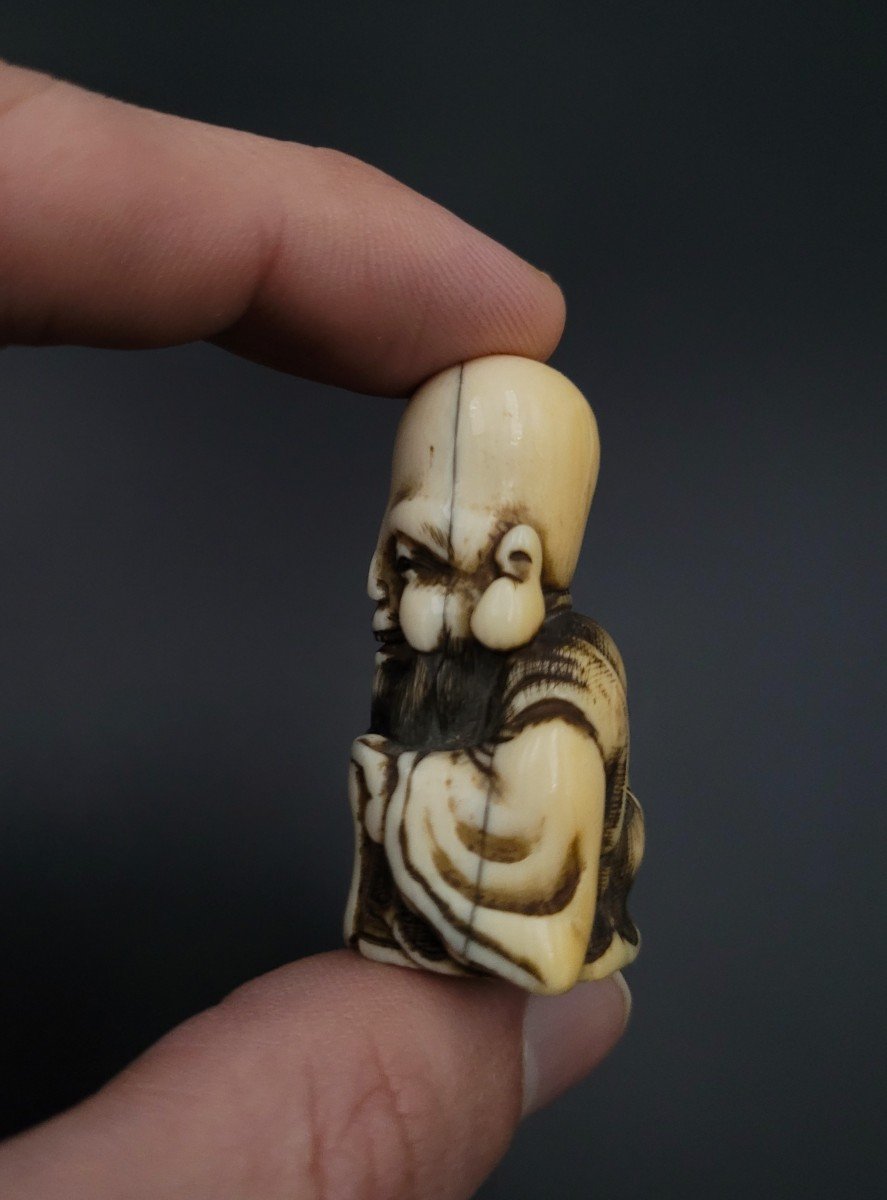 Netsuke - Fukurokuju Au Parchemin - Ivoire - Fin XIXème-photo-4