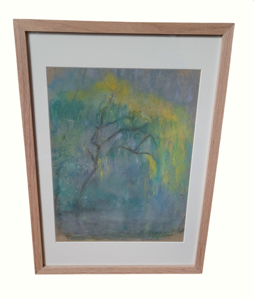 Raymond Thibésart (1874-1968) - Saule Pleureur En Fleur - Pastel - Encadré - Signé-photo-2