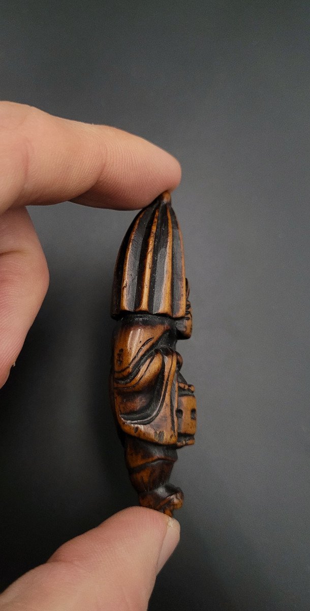 Netsuke - Shinto Temple Servant - Wood - Japan - 19th Century-photo-4