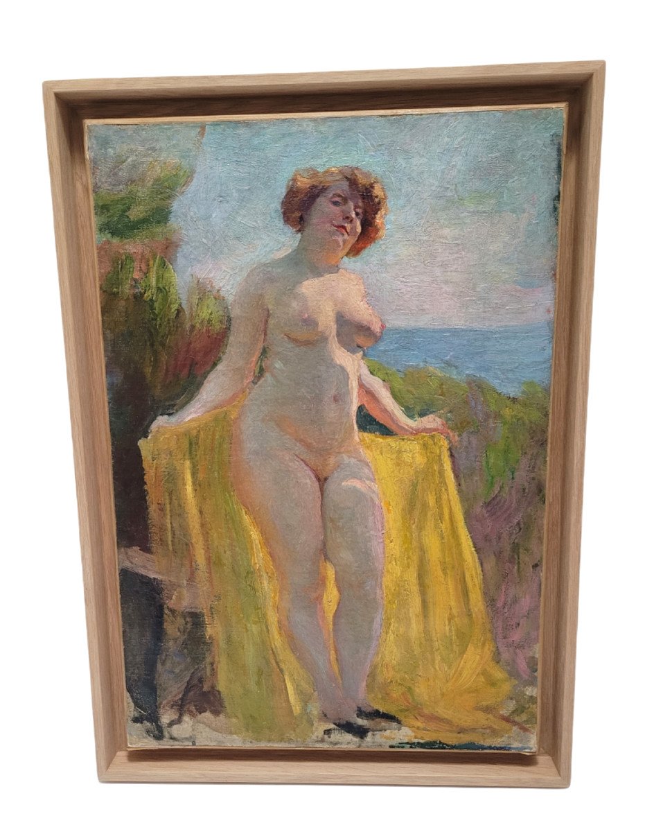 French School From The Beginning Of The 20th Century - Nude With A Yellow Cloth-photo-2