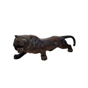 Roaring Tiger - Okimono - Bronze - Japan