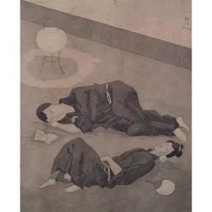 Léonard-tsuguharu Foujita (1886-1968) - Sleeping Geishas - Engraving