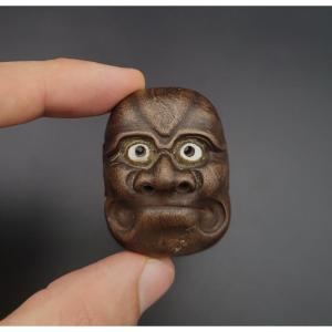 Netsuke - Obeshimi Mask - 19th Century - Sandstone 