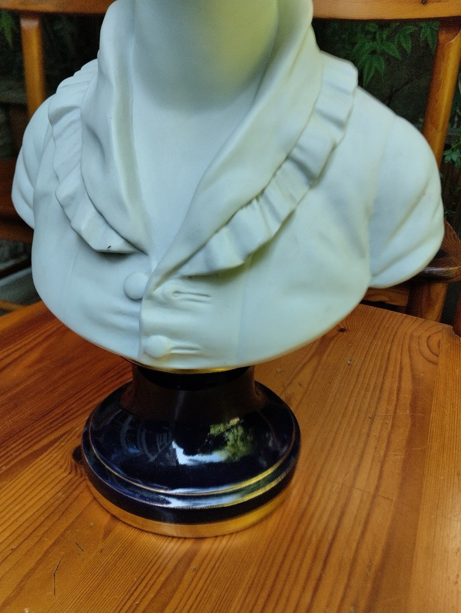 Bust On Pedestal - A. Brongniart- J. A Houdon- Porcelain Biscuit - Limoges - V. 1970.-photo-3