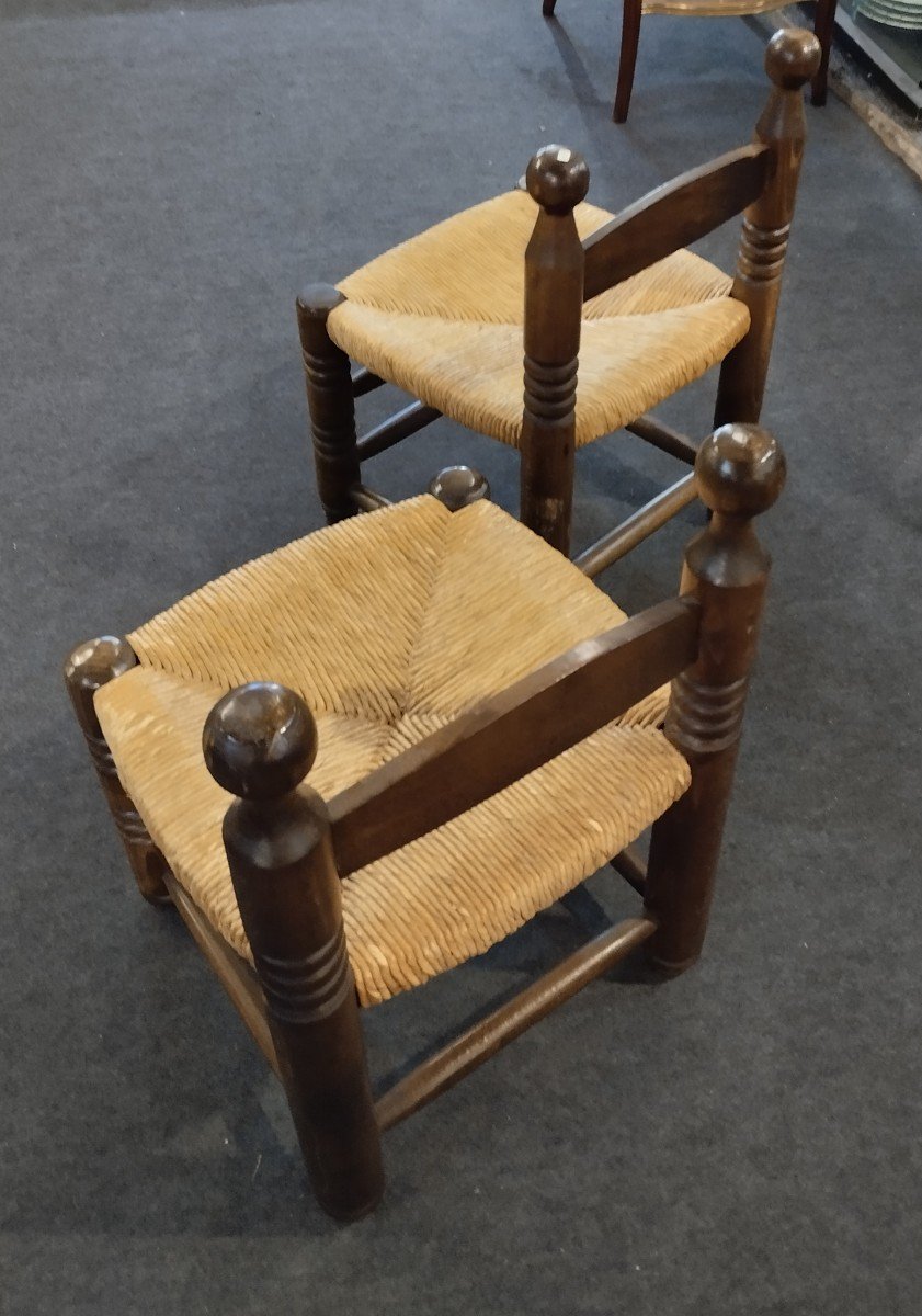 Pair Of Chairs- Brutalist - In The Manner Oh Charles Dudouyt - V. 1940-photo-3