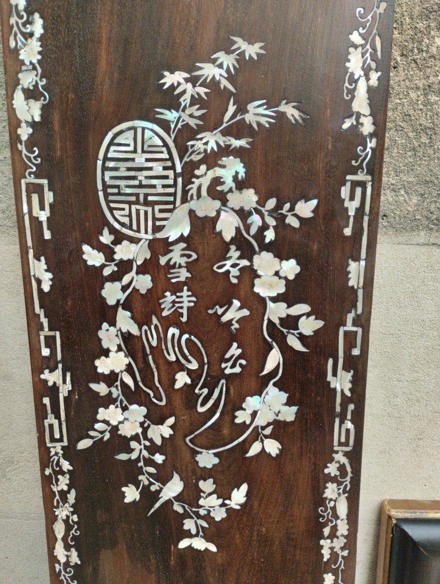 Pair Of Panels - Ironwood - Mother-of-pearl - China - C. 1900.-photo-4