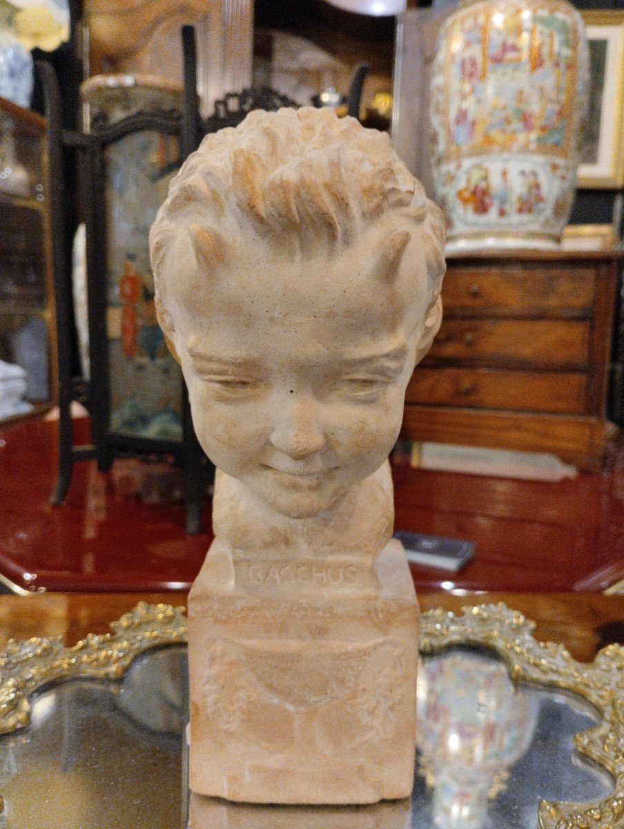 Bust - Bacchus - Terracotta - André Cavacos - C. 1930.-photo-4