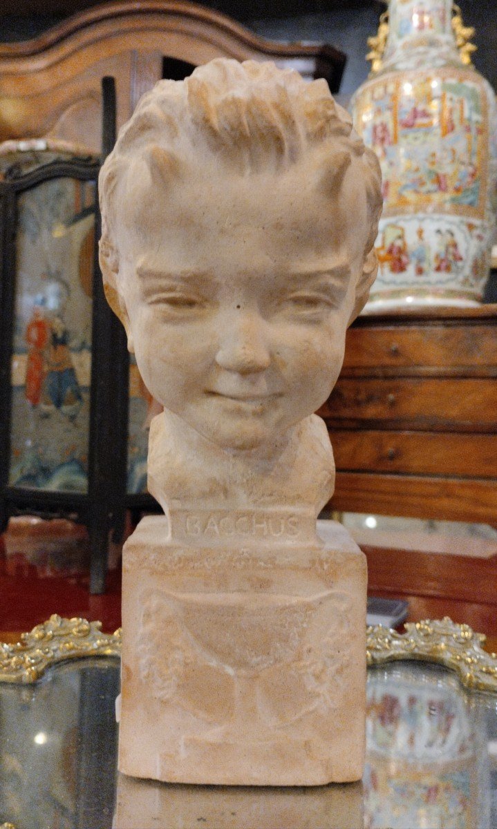 Bust - Bacchus - Terracotta - André Cavacos - C. 1930.