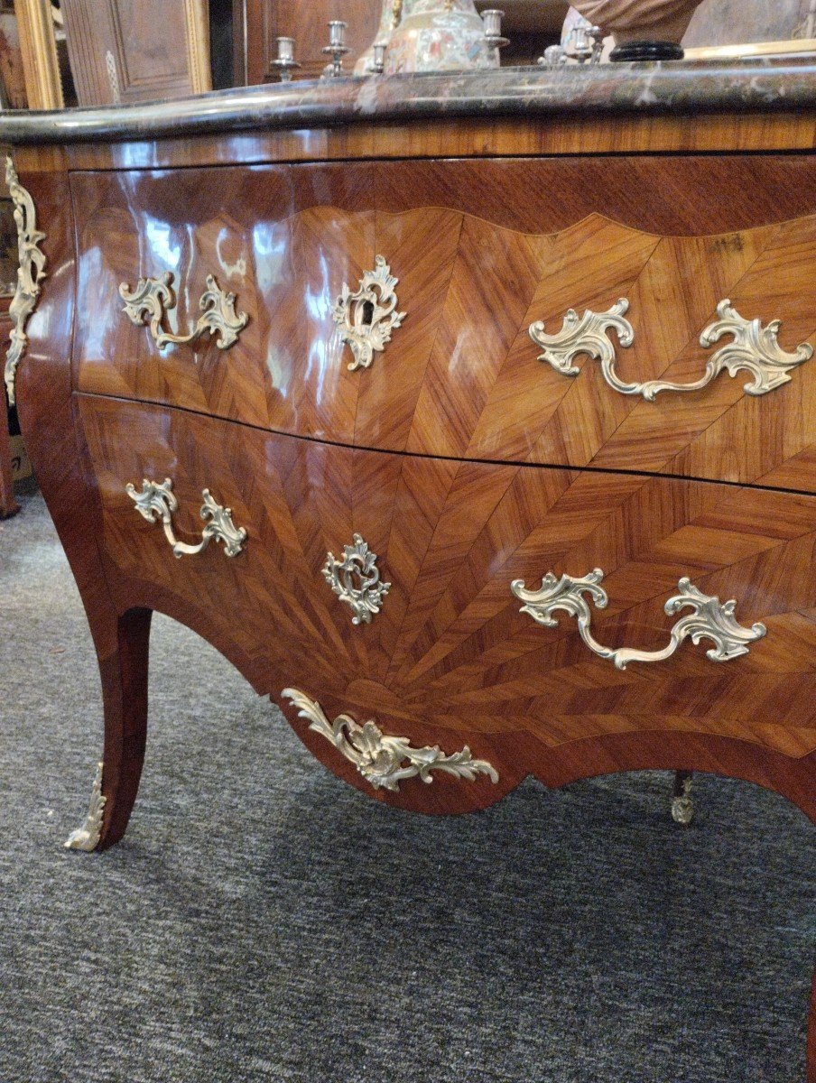 Sauteuse Chest Of Drawers - Rosewood - Louis XV - Late 19th Century.-photo-5