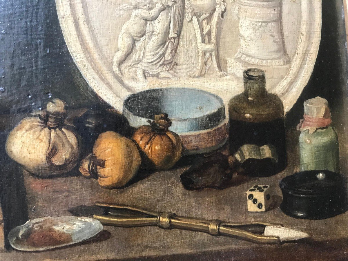 Huile Sur Toile- Nature Morte - Jean Bonvoisin - Ecole Française- V. 1800.-photo-4