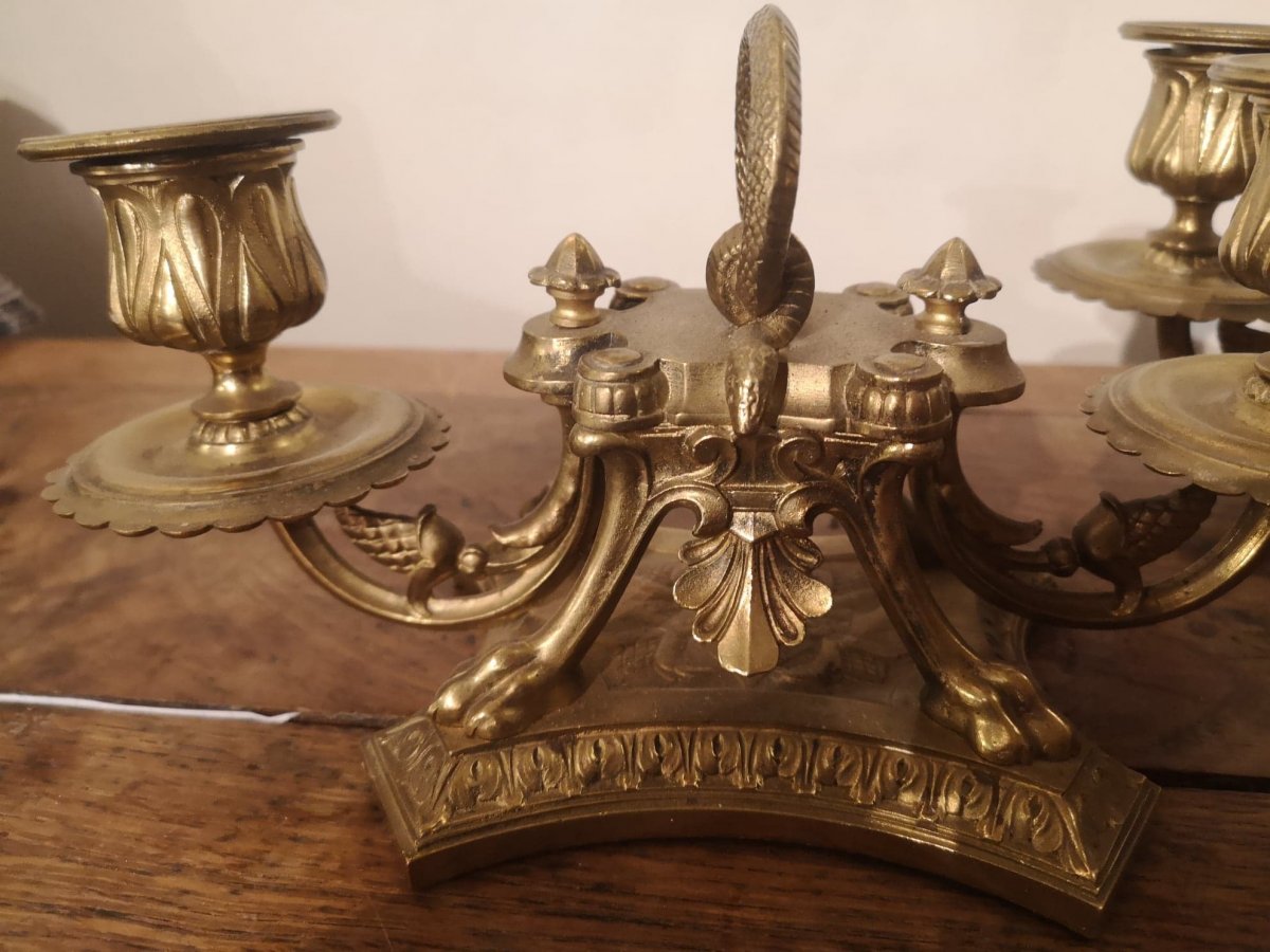 Paire De chandeliers-bronze Doré- Vers 1900.-photo-3
