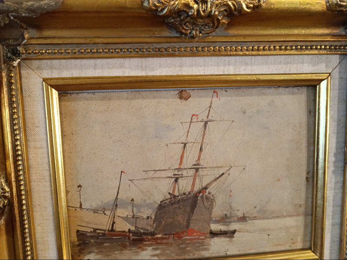 Marine - Oil On Panel - Eugène Galien-laloue (1854-1941)-photo-4
