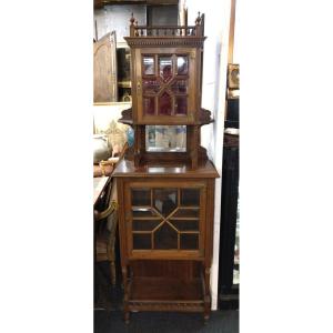 Cabinet - Walnut - Brass - C. 1900.