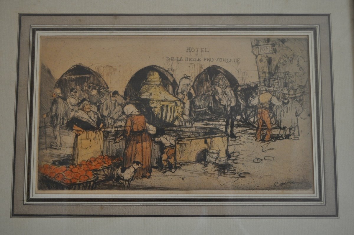 Armand Coussens Hôtel De La Belle Provençale Etching In Color Dating From 1921-photo-4