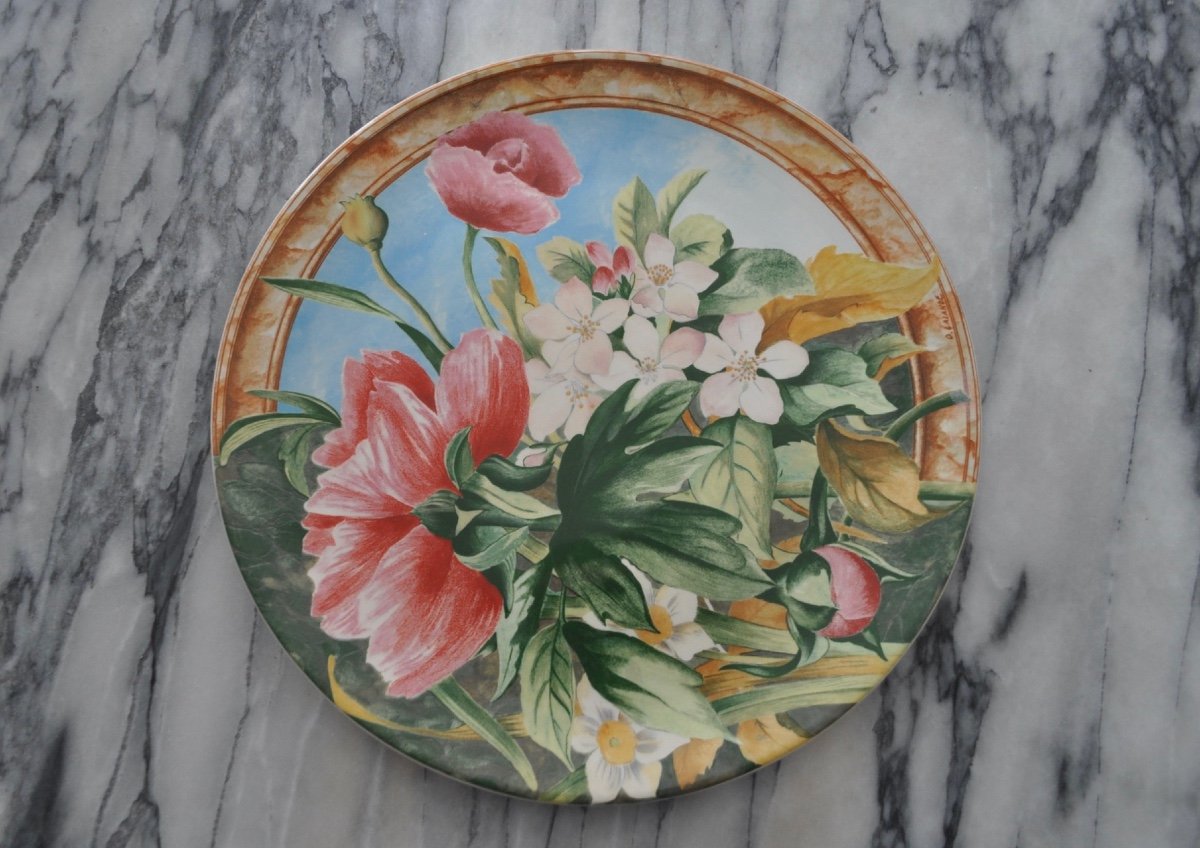 Cake Or Pie Dish In Gien Earthenware Model Volupté Signed Lalande