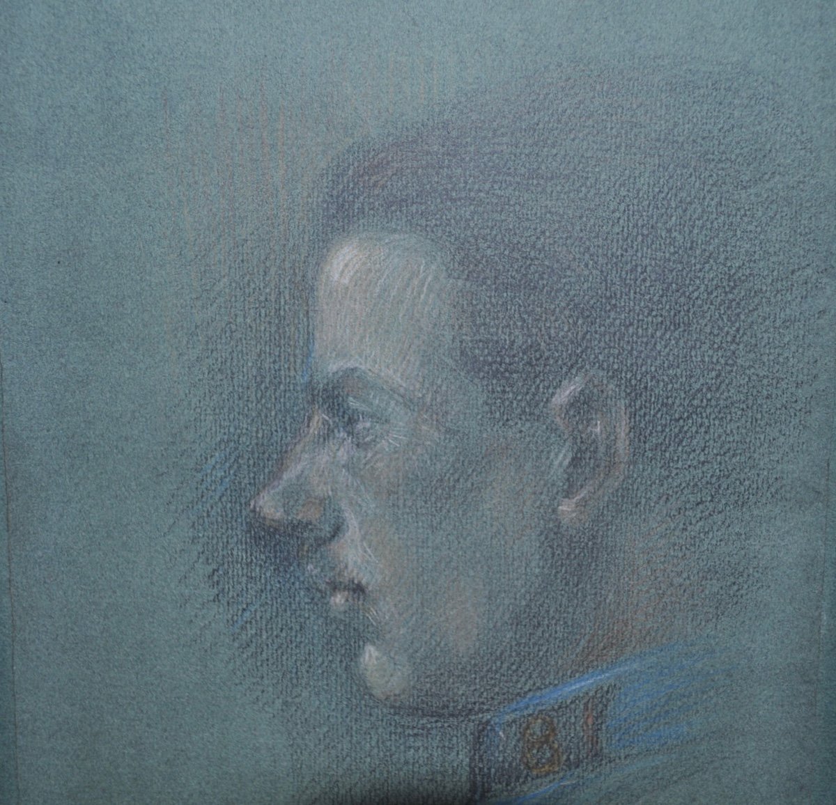 Dessin Au Pastel Ou Crayon Portrait De Militaire Daté 1922 Souvenir Du Cirlt-photo-2