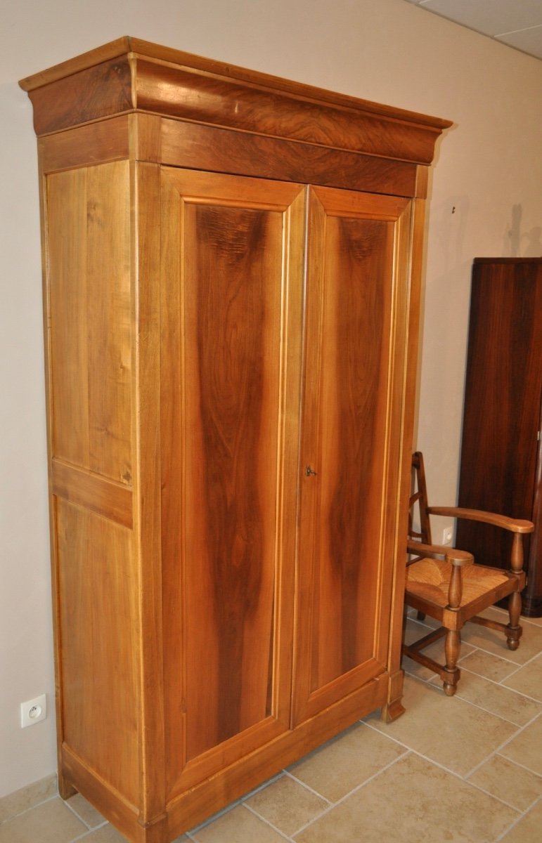 Petite Armoire Louis Philippe Ancienne En Noyer blond Et Peuplier d'époque 19ème Meuble Ancien-photo-4