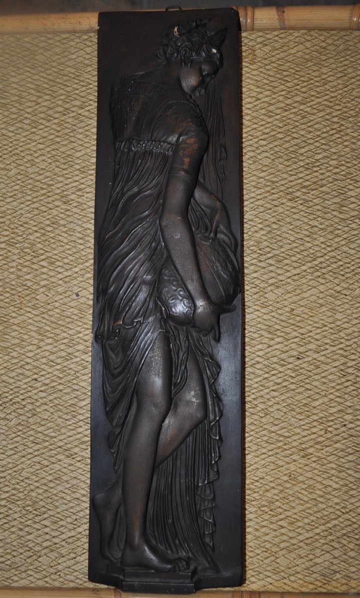 Bronze Patina Plaster Sculpture Of 4 Naiads After Jean Goujon Nymph Bas Relief Plate-photo-1