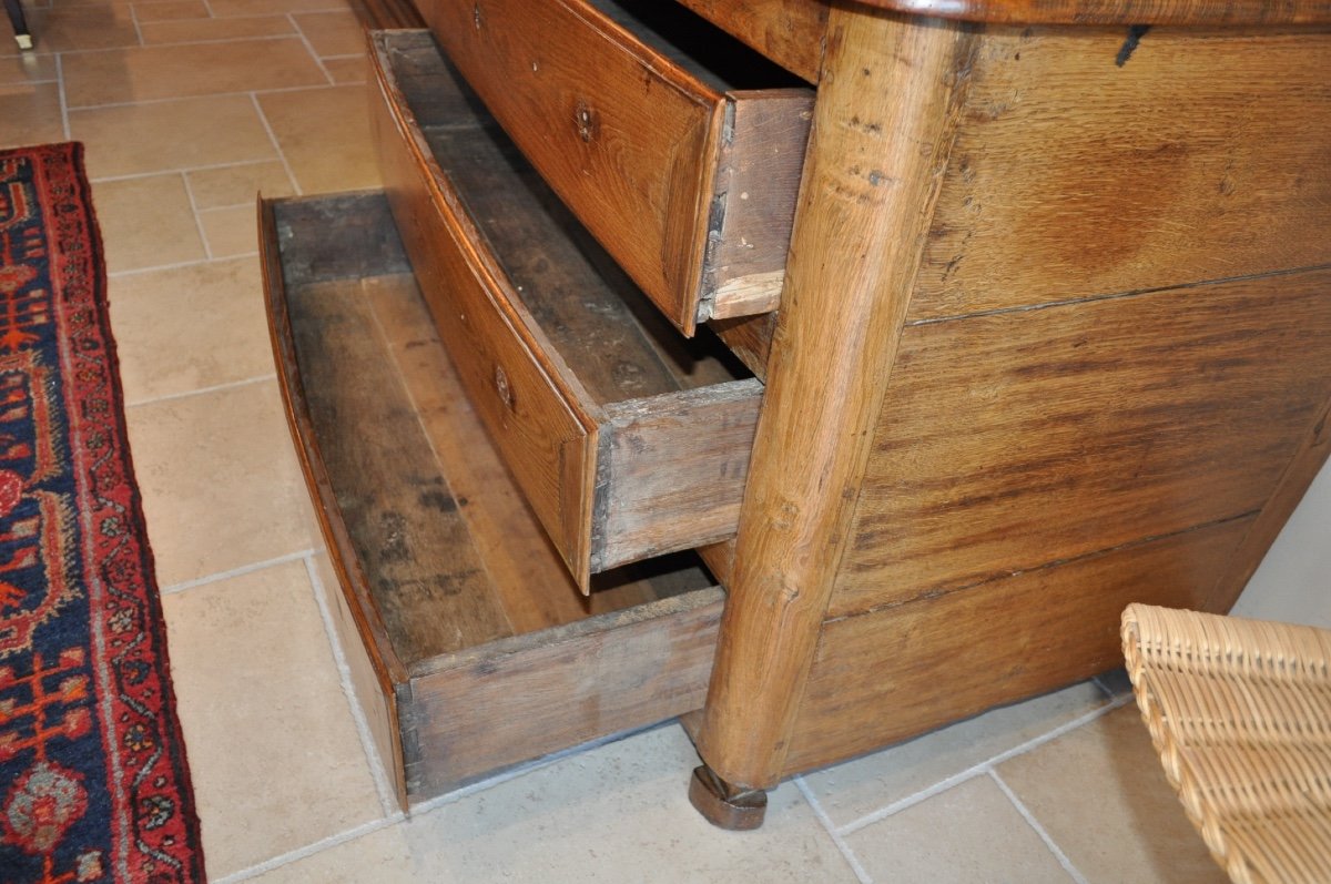 Small Antique Curved Chest Of Drawers From The Louis XIV Regency Period In Oak, Early 18th Century, To Be Restored-photo-2