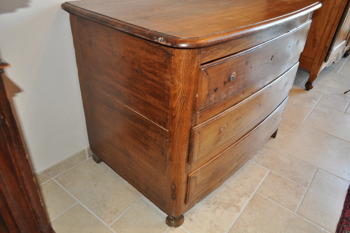 Small Antique Curved Chest Of Drawers From The Louis XIV Regency Period In Oak, Early 18th Century, To Be Restored-photo-4