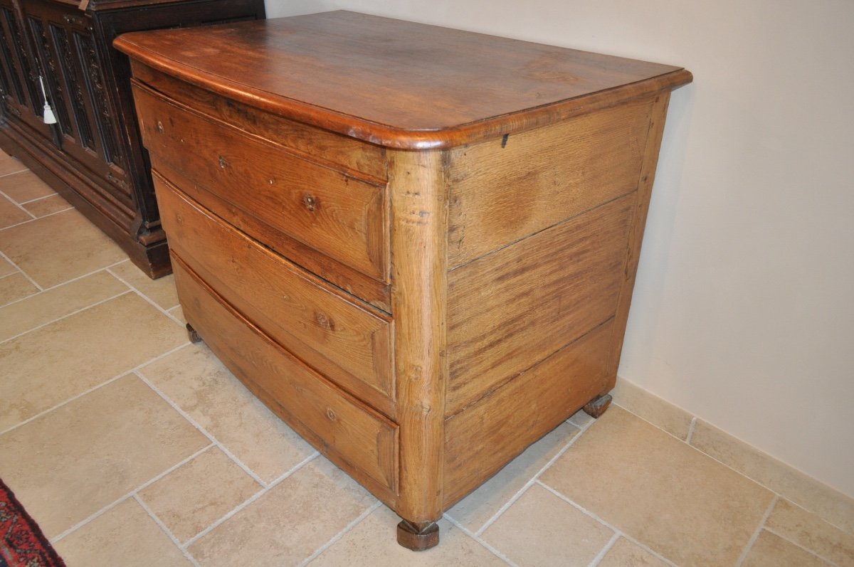 Small Antique Curved Chest Of Drawers From The Louis XIV Regency Period In Oak, Early 18th Century, To Be Restored-photo-1