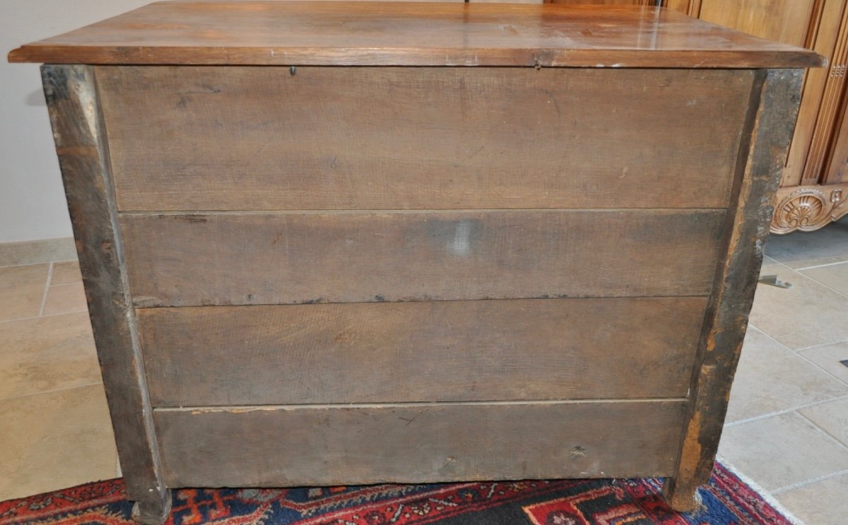 Small Antique Curved Chest Of Drawers From The Louis XIV Regency Period In Oak, Early 18th Century, To Be Restored-photo-3