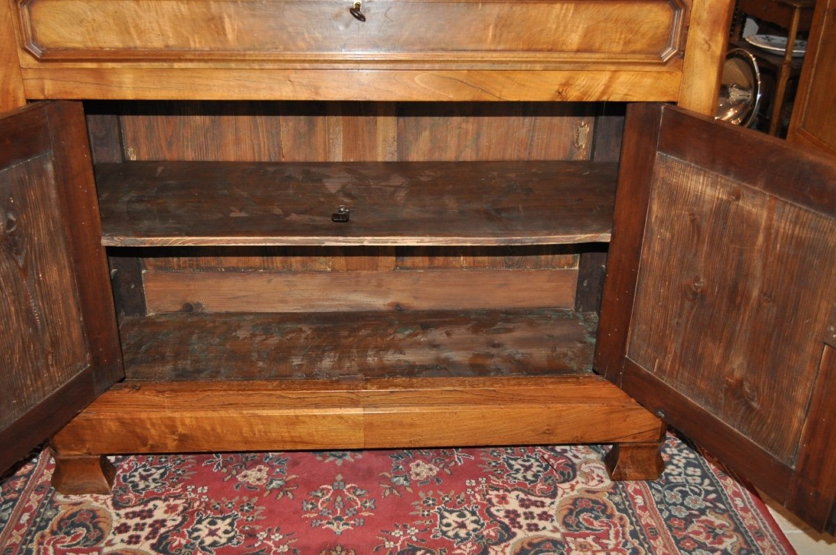 Louis Philippe Buffet In Solid Walnut From The 19th Century, Antique Low Sideboard With Wooden Top -photo-3