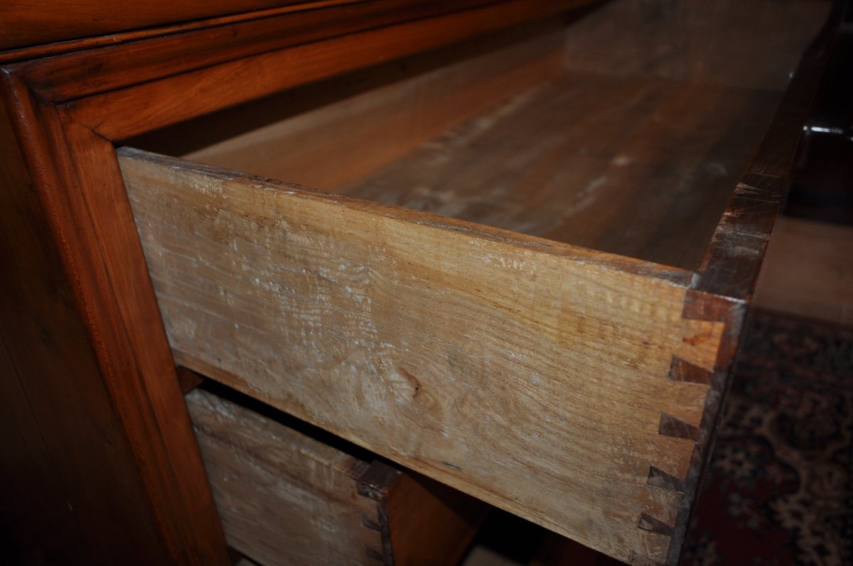 Antique Louis Philippe Chest Of Drawers In Solid Cherry Wood From The 19th Century With Marble Top-photo-2