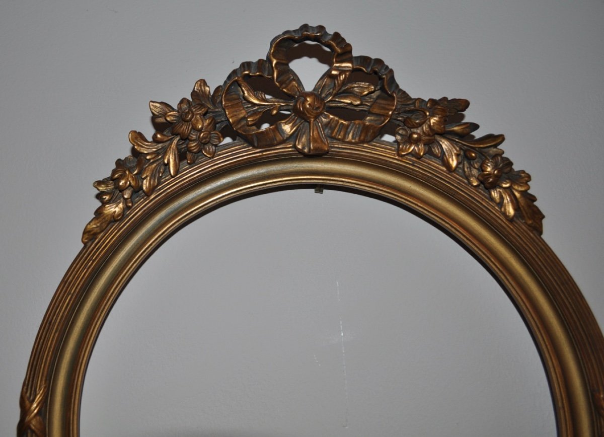 Cadre Rond Ancien En Bois Et Stuc Doré De Style Louis XVI d'époque 19ème Porte Photo Ou Autre-photo-2