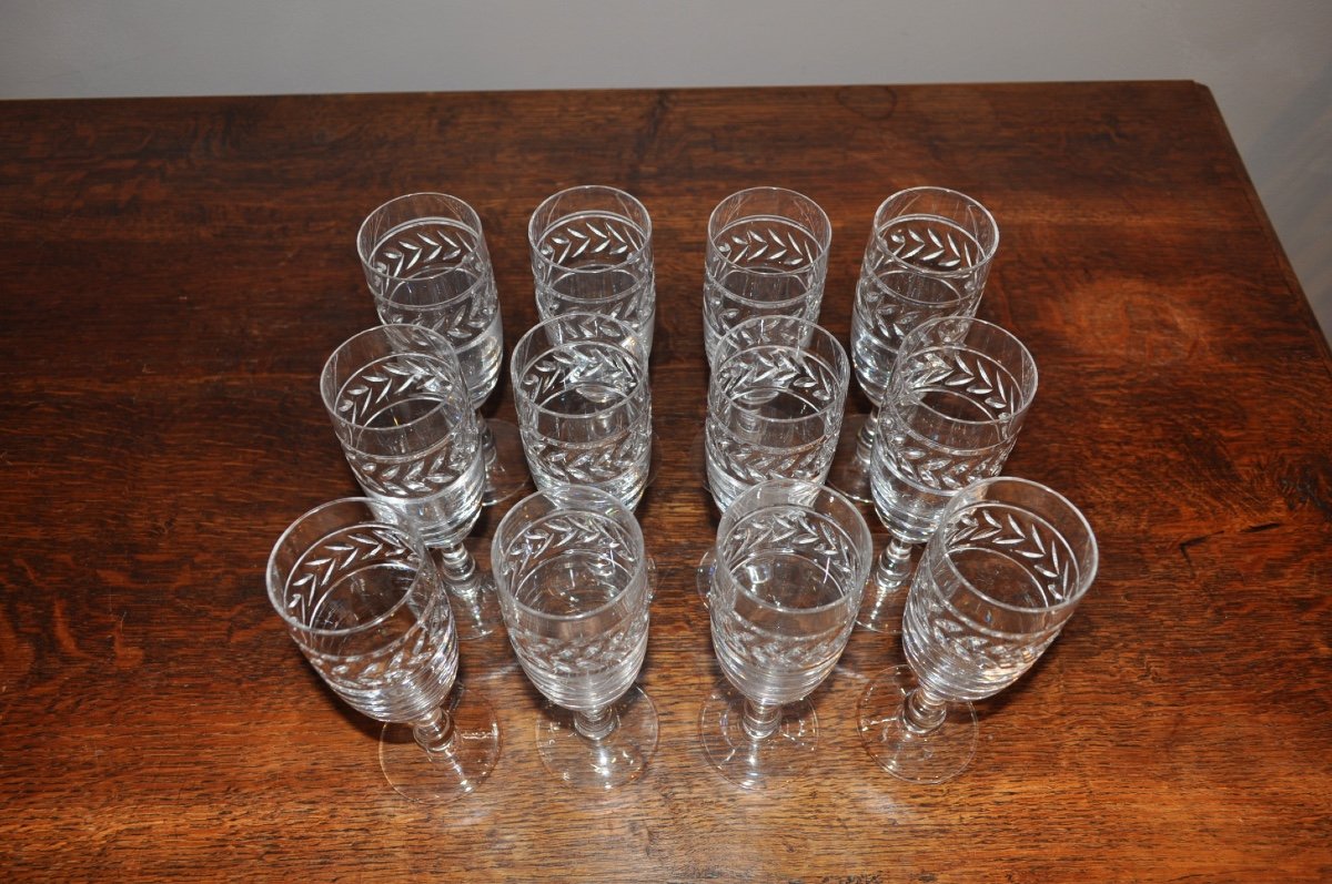 Set Of 12 Vannes Cut Crystal Champagne Flutes Le Châtel Coupe Glassware Set-photo-4