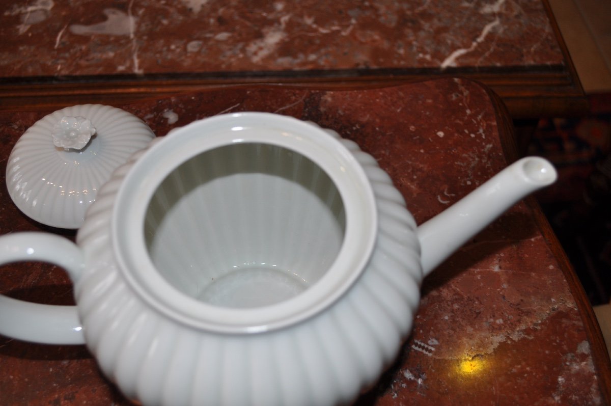 A.lanternier White Limoges Porcelain Coffee Or Tea Set 12 Cups Coffee Pot Sugar Bowl-photo-6