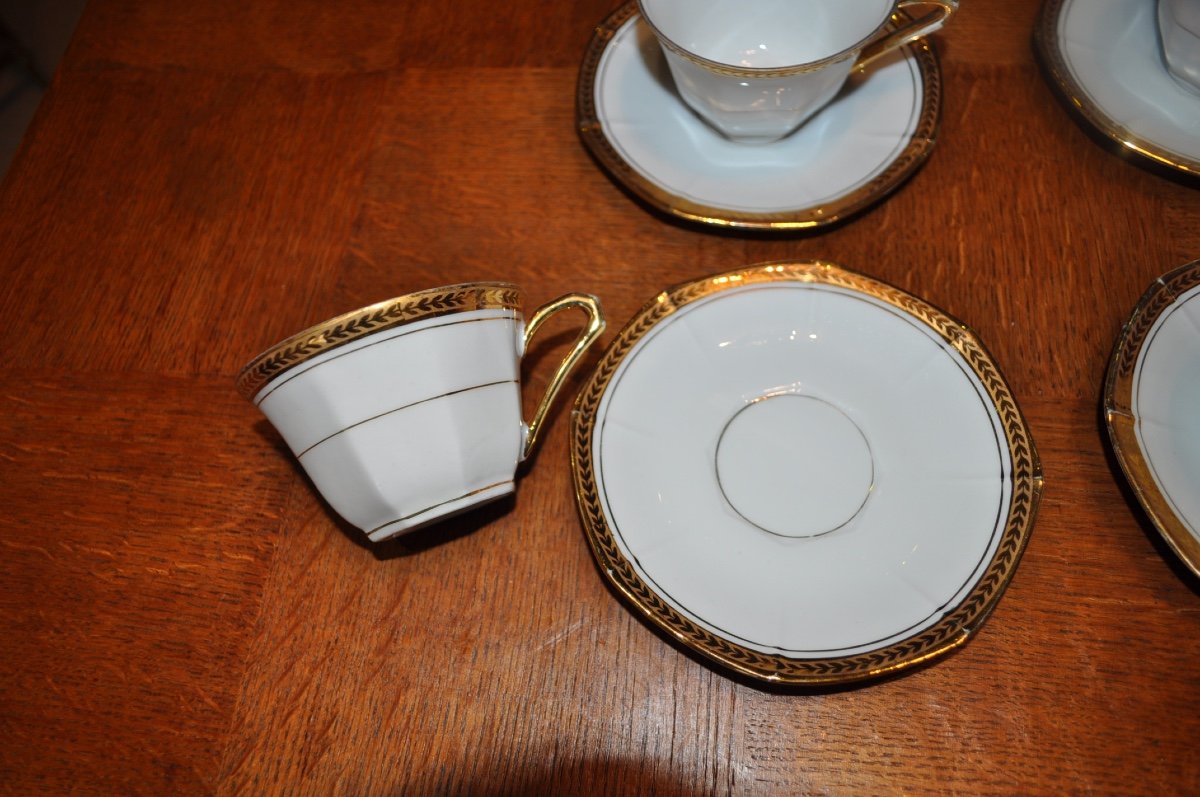 White And Gold Porcelain Coffee Service Consisting Of 6 Limoges Cups And Saucers?-photo-3