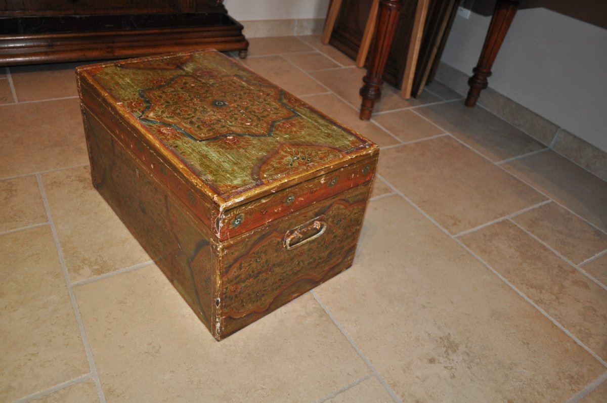 Oriental Public Writer's Chest Or Box In Painted Wood, Late 19th Century, Türkiye, Anatolia-photo-4