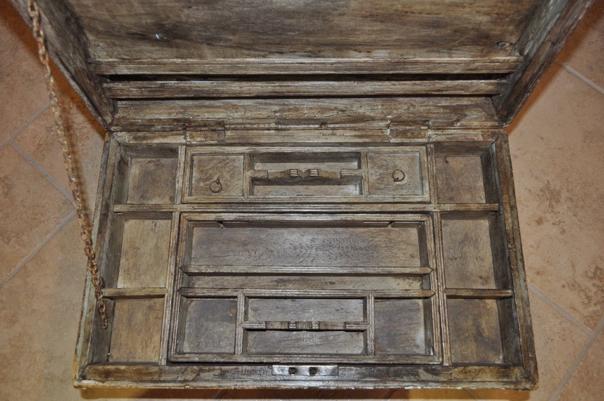 Oriental Public Writer's Chest Or Box In Painted Wood, Late 19th Century, Türkiye, Anatolia-photo-5