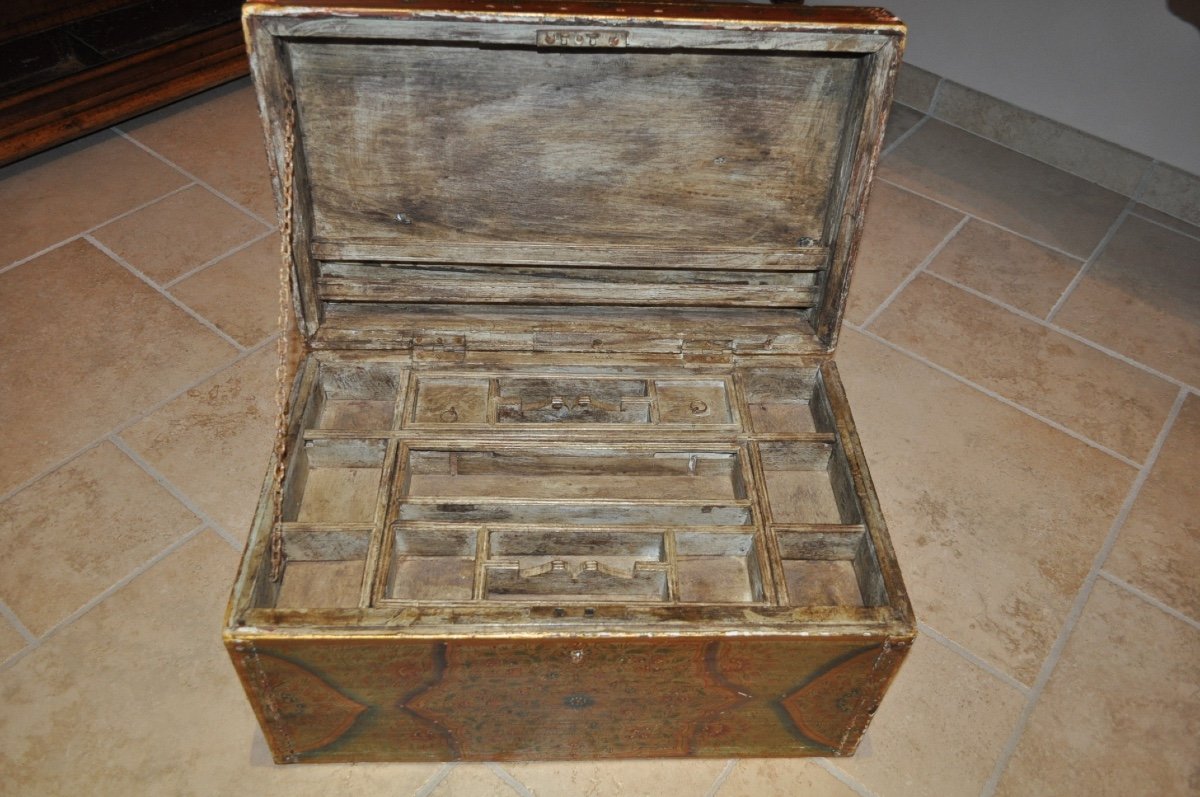 Oriental Public Writer's Chest Or Box In Painted Wood, Late 19th Century, Türkiye, Anatolia-photo-6